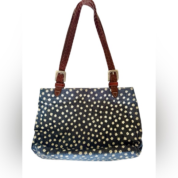 [Brighton] White Daisy Blue Denim and Braided Leather Purse 🌼